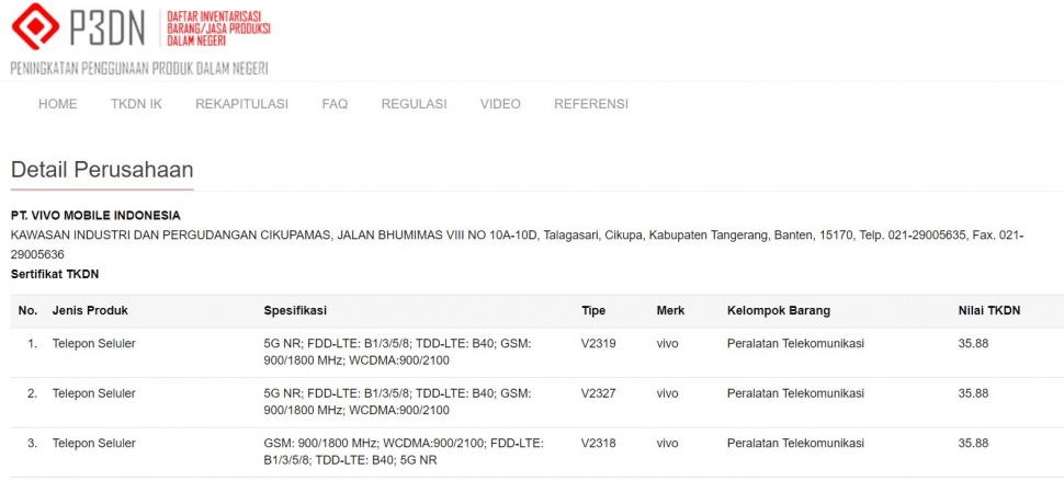 Vivo V30 serta Vivo V30 Pro lolos sertifikasi di tempat Indonesia. (P3DN Kemenperin)