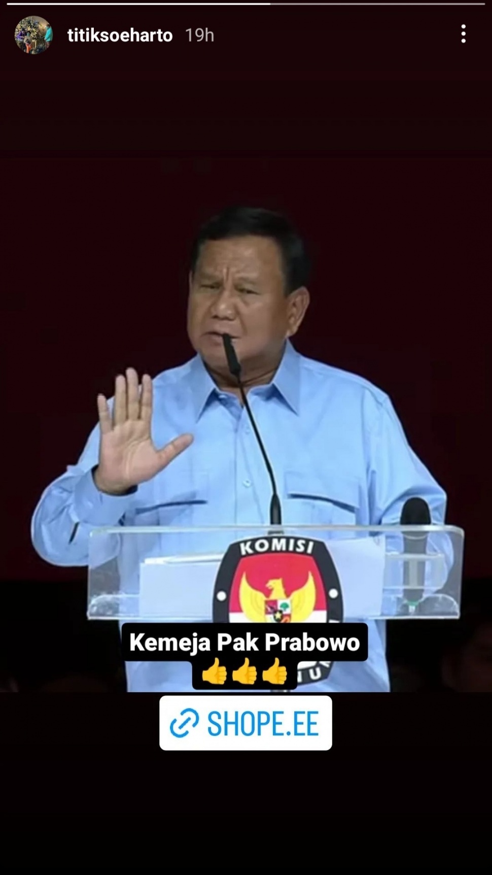 Kemeja Prabowo Subianto berapa harganya? (Dok. Tangkapan Layar)