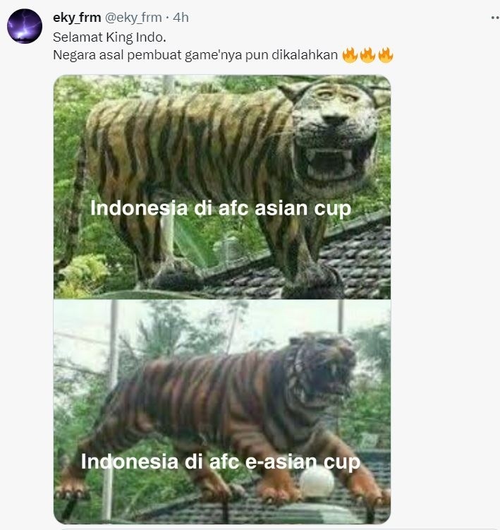 Netizen bagikan meme usai Indonesia jadi juara AFC eAsian Cup 2023. (X)