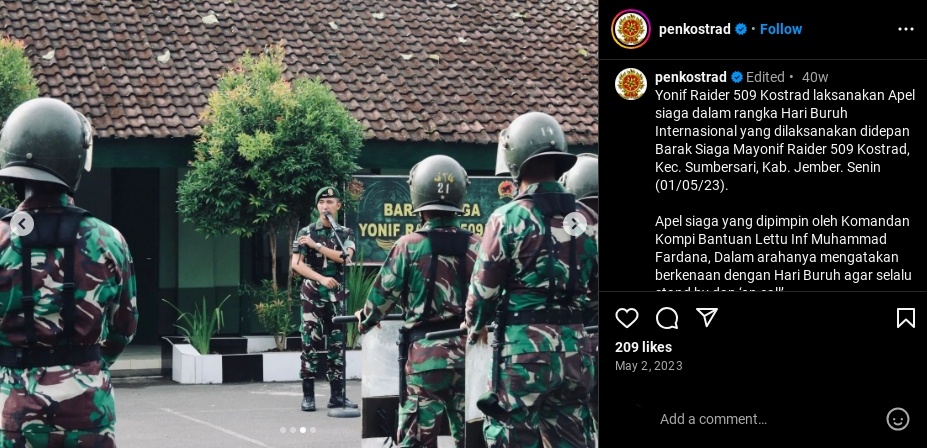 Lettu Inf Muhammad Fardana diduga tunangan Ayu Ting Ting. (Instagram/@penkostrad)