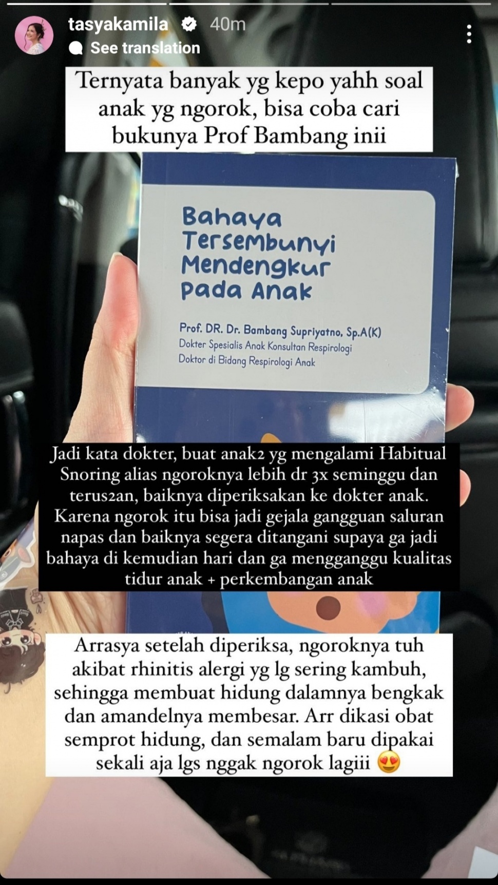 Arrasya Anak Tasya Kamila Alami Ngorok Saat Tidur. (Dok. Instagram/TasyaKamila)