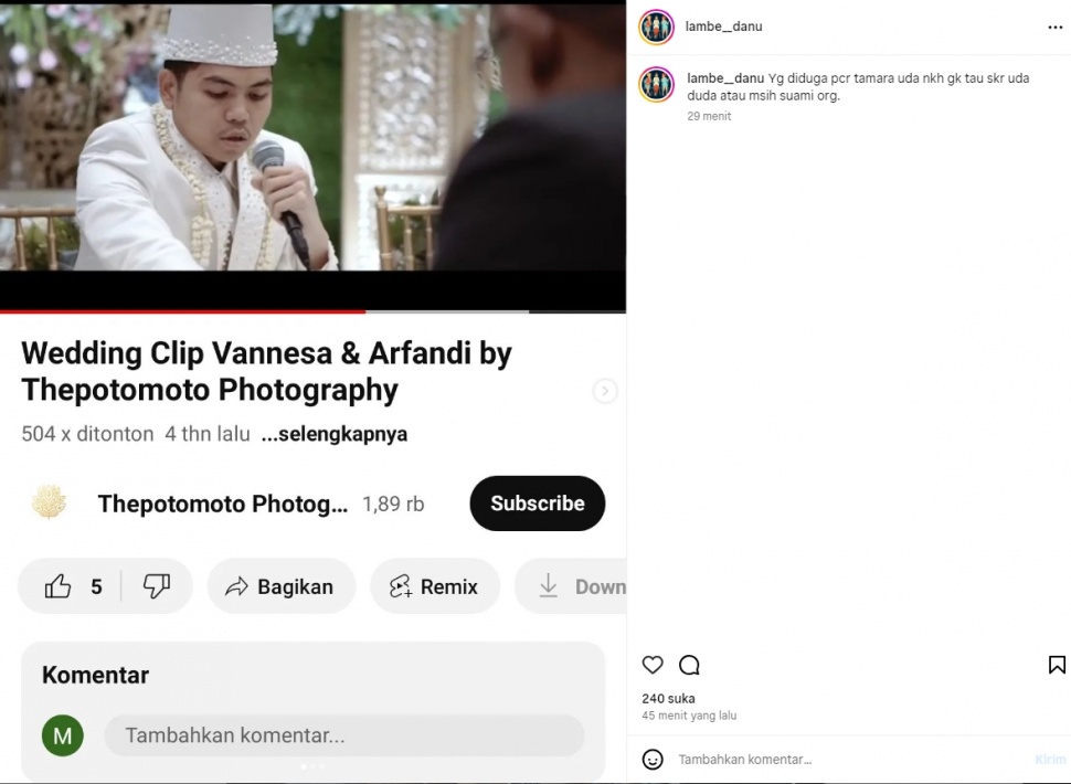 Pria diduga pacar Tamara Tyasmara ternyata sudah pernah menikah (instagram)