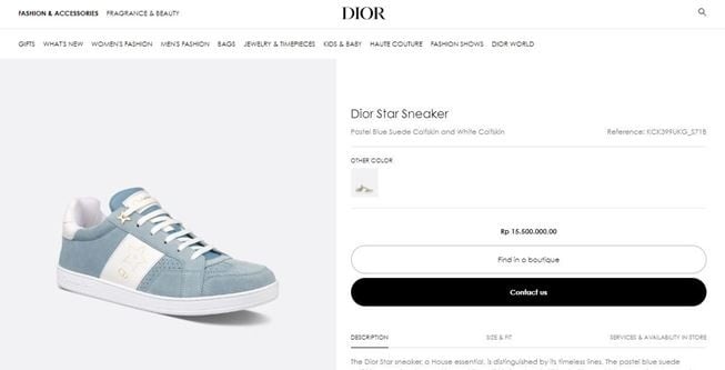 Sepatu Dior yang dipakai Selvi Ananda. (www.dior.com)