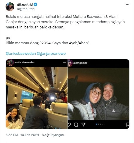 Hubungan Mutiara Baswedan dan Alam Ganjar dengan ayah (X).