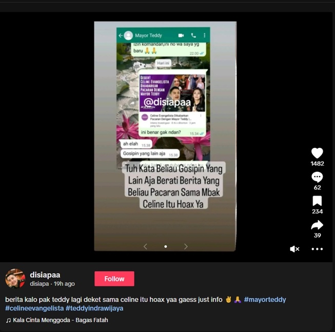 Disebut Dekat Dengan Celine Evangelista Karena Chat Wa Sikap Mayor