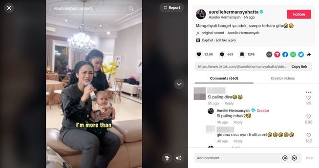 Aurel Hermansyah ulti netizen. (TikTok/aureliehermansyahatta)