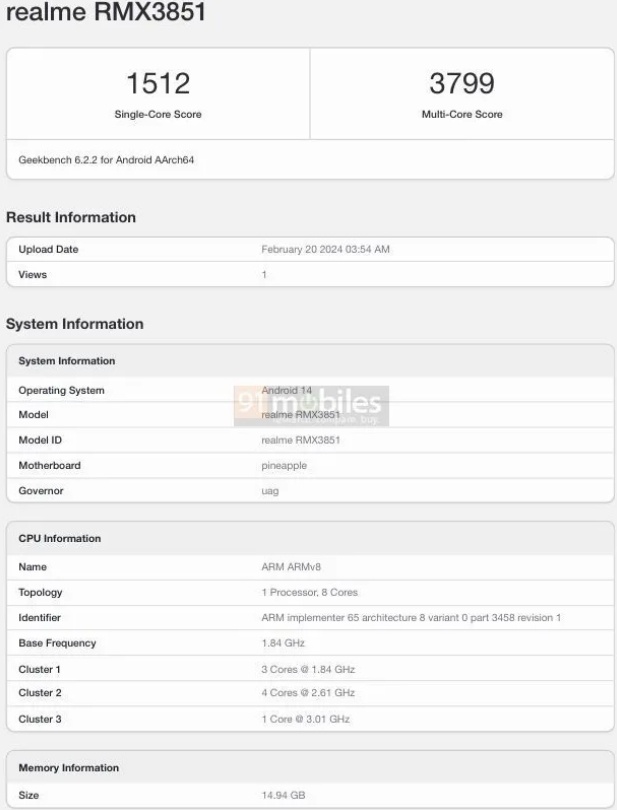 HP Realme misterius membawa Snapdragon seri 8. (Geekbench via 91Mobiles)