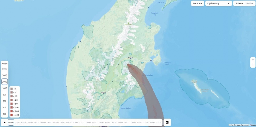 Yandex menggabungkan berbagai fitur untuk mitigasi penyebaran abu vulkanik (Yandex)