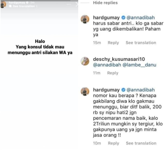 Hard Gumay dituding menipu dengan membuka konsultasi berbayar (Instagram)