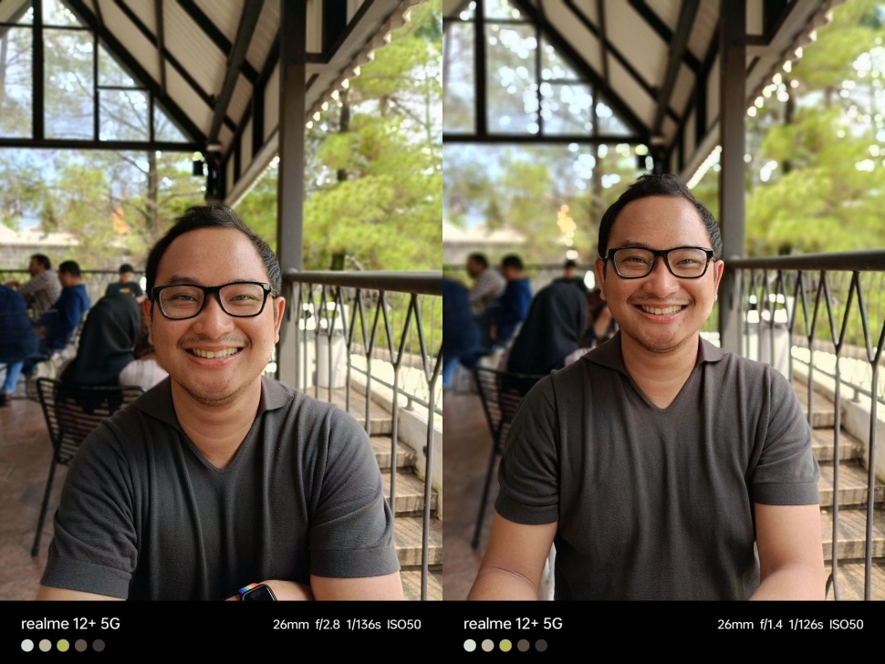  Mode Portrait f2.8 (default) dan f1.4. (Dok: realme)