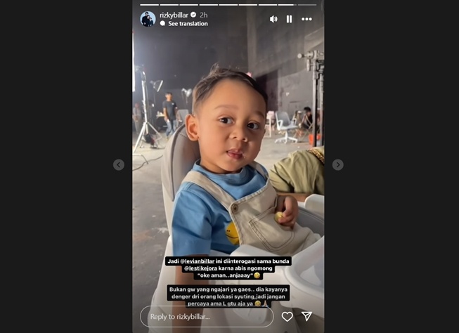 Baby L tuding Rizky Billar yang mengajarinya kata umpatan (Instagram)