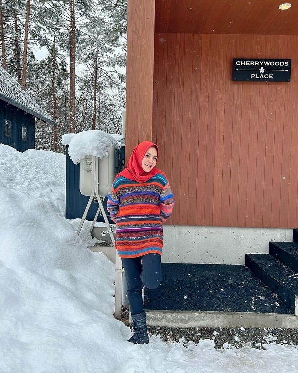 Rieta Amilia di tempat ski Jepang. (Instagram)