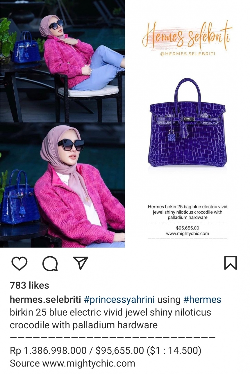 Tas Hermes Syahrini (Instagram/@hermes.selebriti)