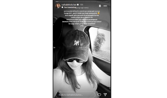 Tanggapan Nathalie Hoslcher tentang kasus Tisya Erni dan Aden Wong (Instagram)