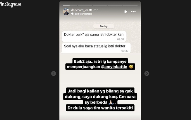 Takut Dituding Lebih Dukung Aden Wong Dibanding Amy BMJ, Dokter Richard Lee  Buru-Buru Klarifikasi