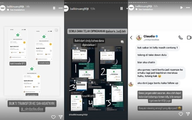 Lolly memakai rekening sahabatnya untuk menerima uang endorse Rp 90 juta (Instagram)