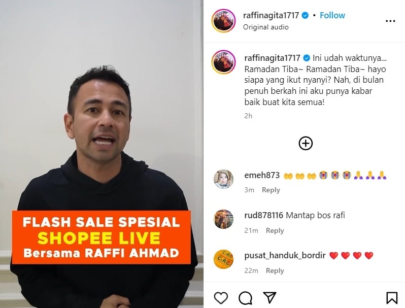 Shopee Live dipandu Raffi Ahmad. (Dok: Istimewa)