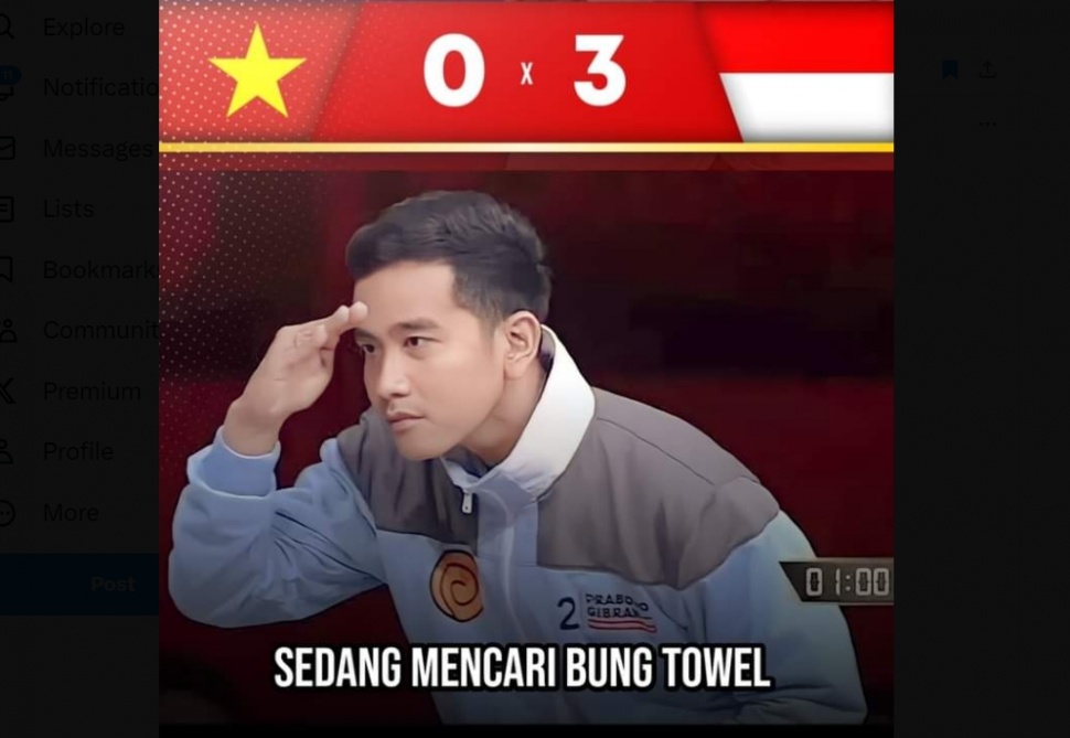 Meme Timnas Indonesia kalahkan Vietnam. (X/ @Zubairi_)