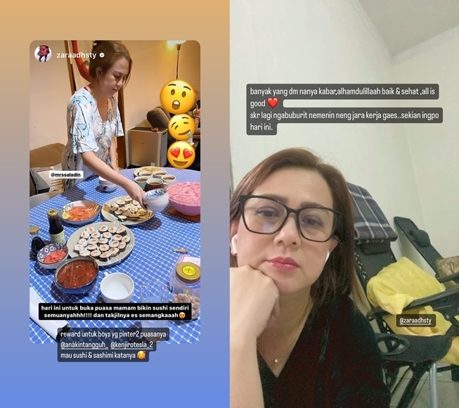 Ibunda Adhisty Zara, Sofia Yulinar tengah mempersiapkan hidangan berbuka puasa. [Instagram]