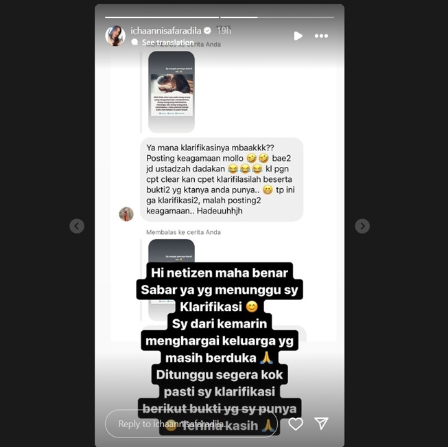 Alasan Icha Annisa Faradila tidak segera klarifikasi (Instagram)