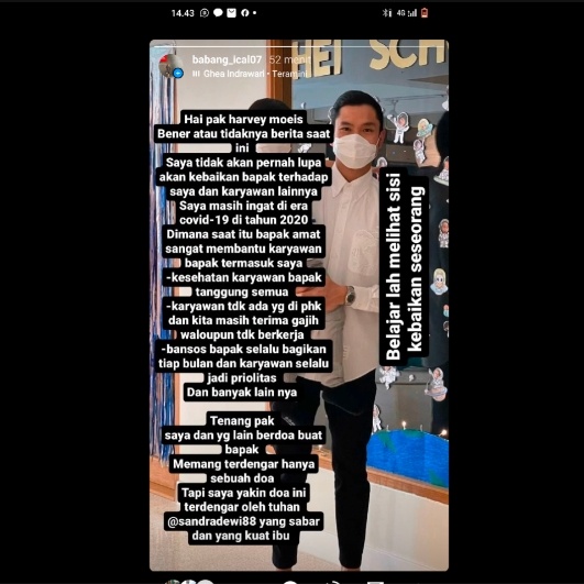 Tangkapan layar unggahan diduga karyawan membocorkan tabiat Harvey Moeis. (TikTok/@babangical7)