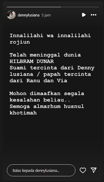 Unggahan soal Hilbram Dunar [Instagram/@dennylusiana]