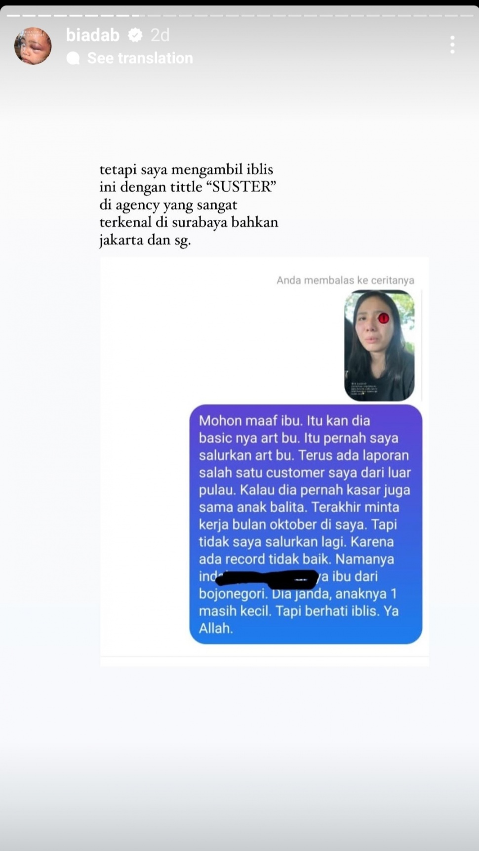 Tabiat Asli Pengasuk Anak Aghnia Punjabi Terbongkar. (Dok. Instagram)