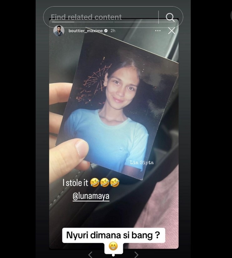 Maxime Bouttier mencuri foto lawas Luna Maya. [Instagram]