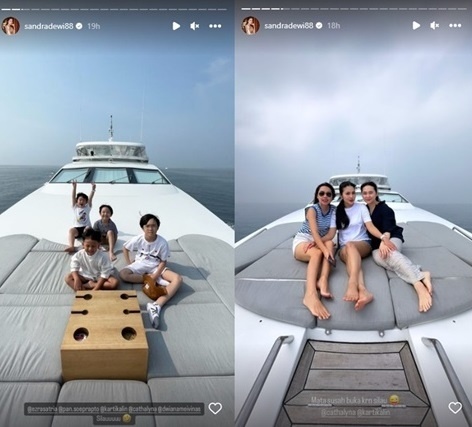 Sandra Dewi naik kapal pesiar (Instagram)