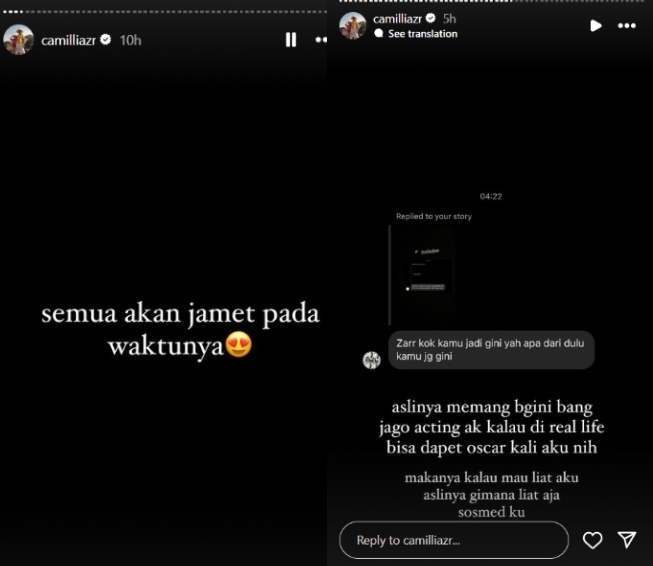 Balasan Zara untuk hujatan warganet (Instagram)