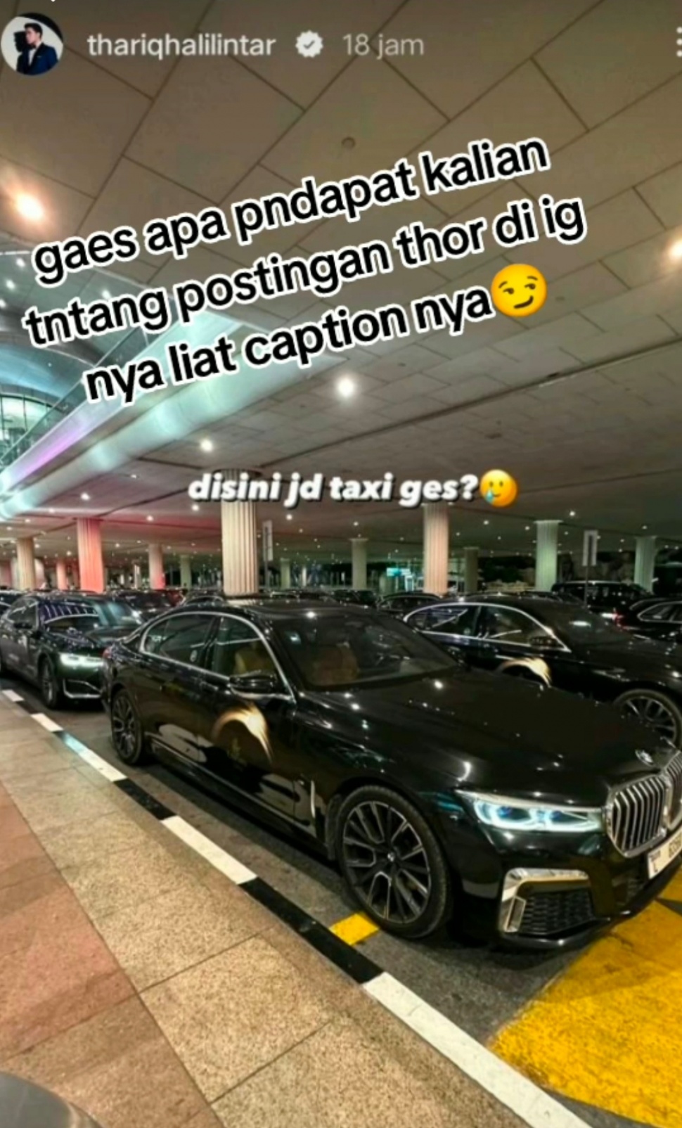 Postingan Thariq Halilintar Tentang Mobil BMW Dijadikan Taksi di Dubai (TikTok/@wine_cjr)