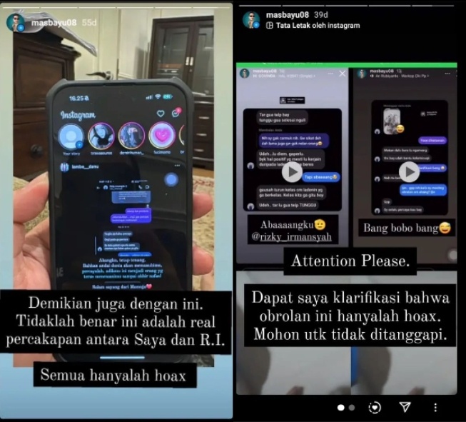 Percakapan Rizky Irmansyah disebut hoax (Instagram)