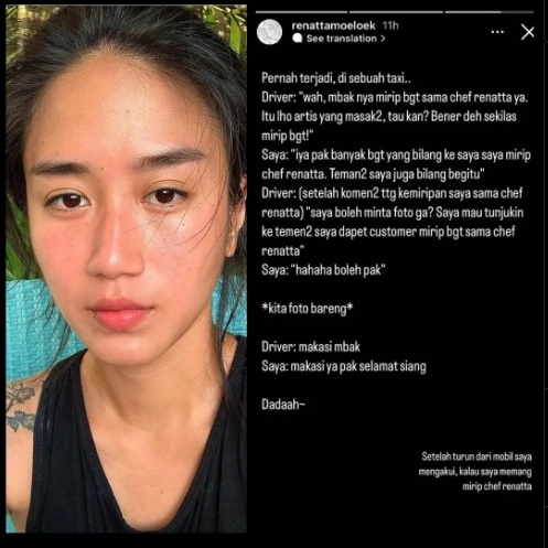 Cerita lucu chef Renatta (Instagram)