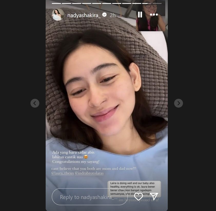 Nadya Shakira mengabarkan kalau Laura Theux baru saja melahirkan. [Instagram]