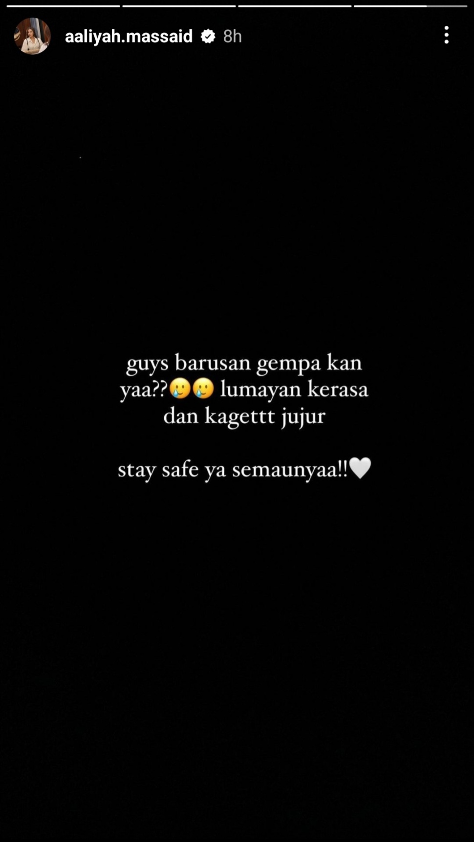 Deretan Artis yang Turut Rasakan Gempa Dari Jakarta, Aura Kasih Sampai Pusing. (Dok. Instagram/aaliyah m