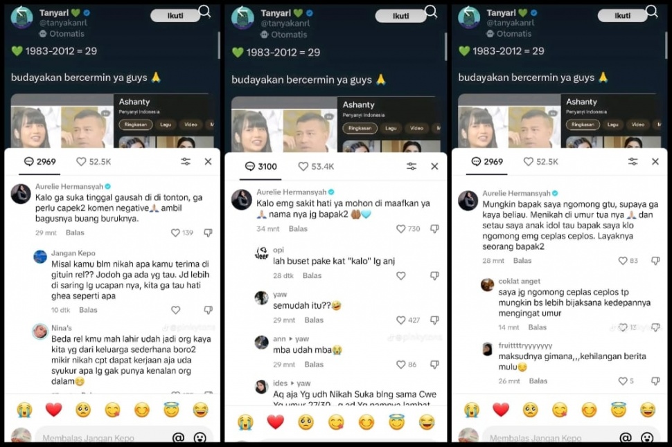 Tanggapan pedas Aurel Hermansyah soal Anang Hermansyah yang dianggap lancang bertanya kapan menikah kepada Ghea Indrawari. (TikTok/@pinkytons)