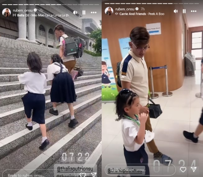 Ruben Onsu mengantar anak-anak berangkat sekolah (Instagram)