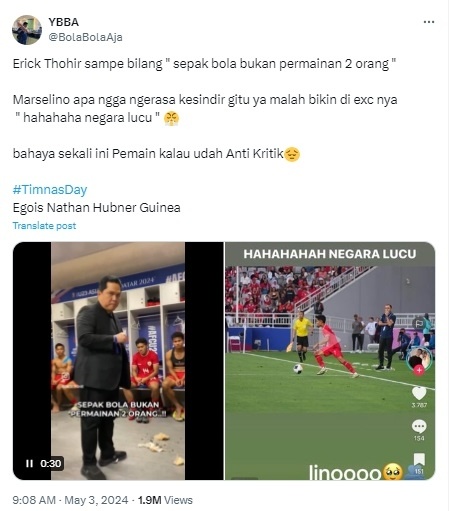 Marselino Ferdinan Sebut Negara Lucu Usai Banjir Kriitk. (Twitter)