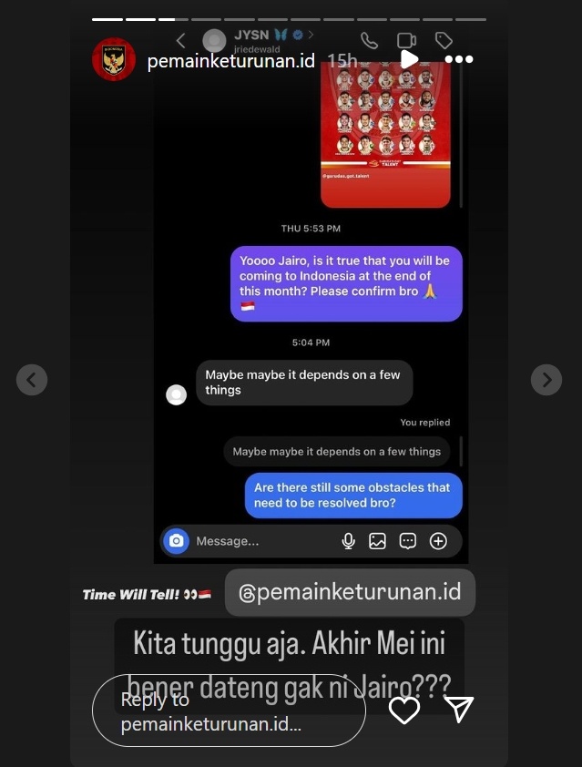 Jairo Riedewald mengatakan dirinya bisa mengunjungi Indonesia akhir Mei mendatang. (Instagram/@pemainketurunan.id)