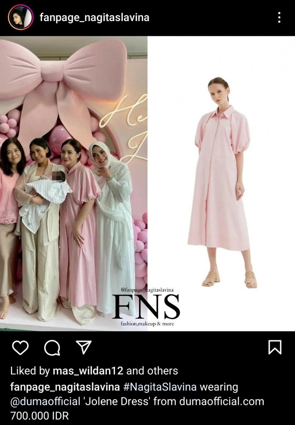 Nagita Slavina Pakai Dress Rp 700 Ribu Saat Acara Aqiqah Baby Lily. (Instagram)