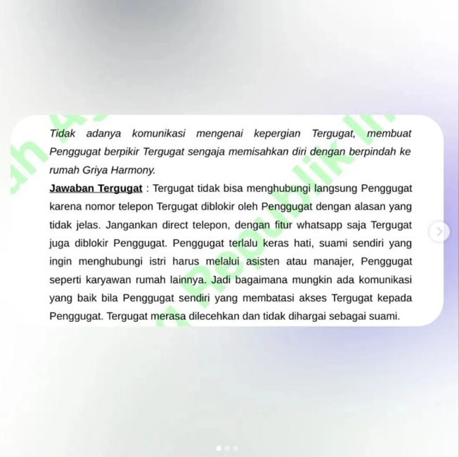 Surat putusan cerai Ria Ricis dan Teuku Ryan (Instagram)