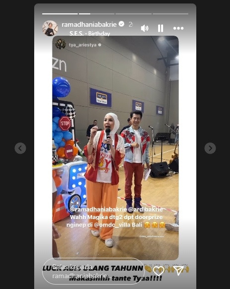 Anak Nia Ramadhani dapat doorprize di acara ultah putra Tya Ariestya. (Instagram)