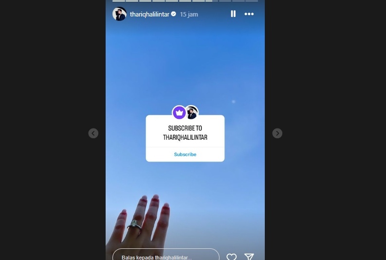 Cincin lamaran Aaliyah Massaid. (Instagram/@thariqhalilintar)