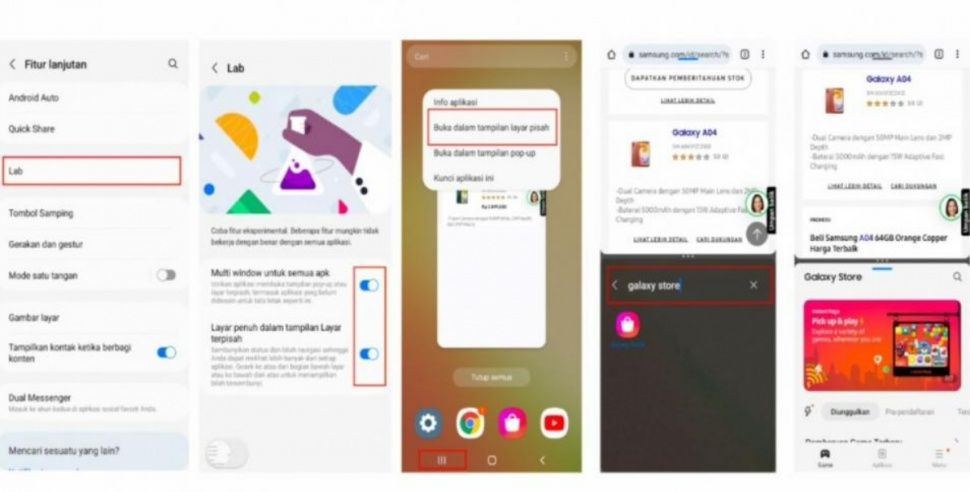 Cara membuat 2 layar terpisah di HP Samsung. (Samsung)
