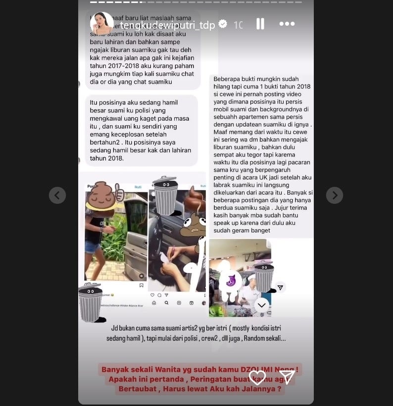 Tengku Dewi Putri mengungkap kalau Soraya Rasyid pernah jadi selingkuhan seorang oknum polisi. [Instagram]