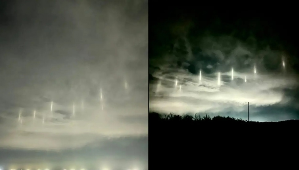 Fenomena viral pilar cahaya di langit Jepang. (X)
