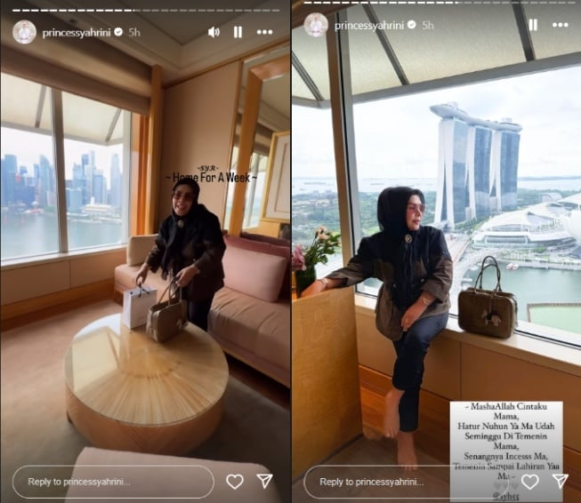 Ibu Syahrini menginap di Ritz Carlton Singapura (Instagram)