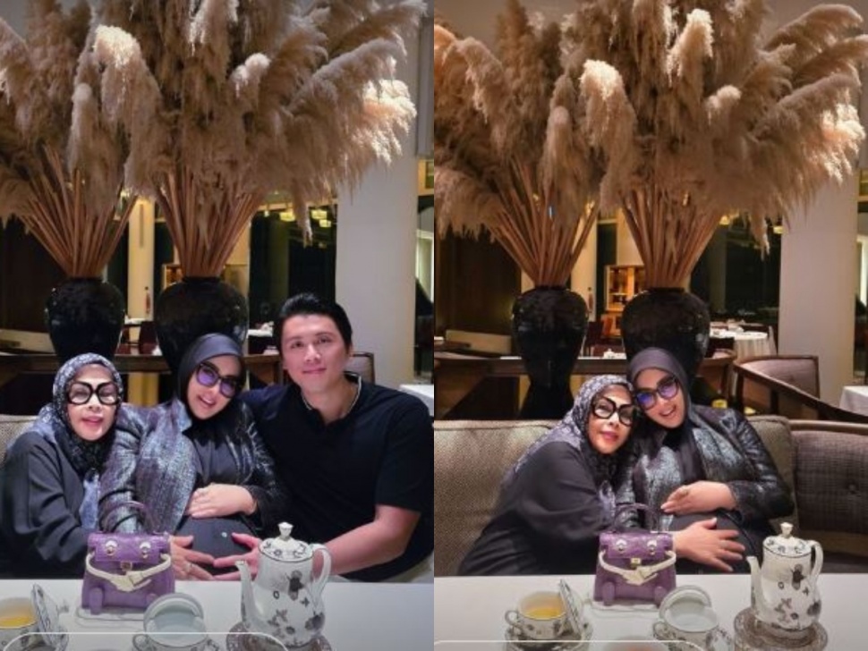 Syahrini makan bersama ibunda dan Reino Barack. [Instagram/@princessyahrini]