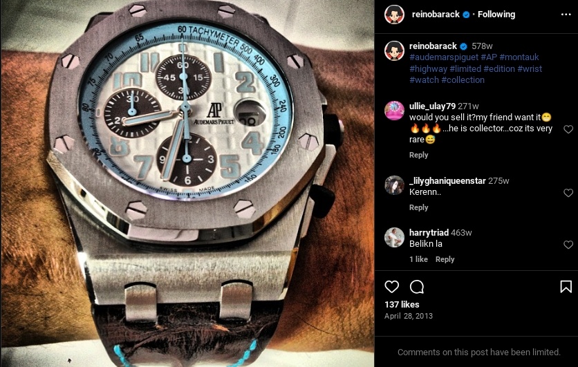 Koleksi jam tangan mewah Reino Barack. (Instagram/@reinobarack)