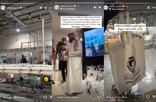 Wirda Mansur datang ke pabrik air zamzam (Instagram)